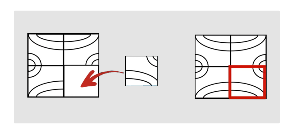 Observe the patterns in the 2x2 grid below. Based on the logical relationship between the squares, which option is the most suitable to replace the question mark?